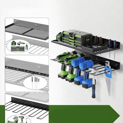 Železný ruční stojan na elektrické vrtačky, stojan na šroubováky, nástěnný stojan na dobíjecí vrtačky, úložný stojan do garáže, úložný stojan na elektrické nářadí