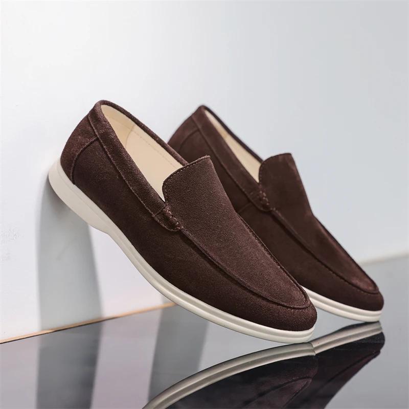 Men's Classic British Style Loafers Moccasins Men Casual Shoes Cow Suede Genuine Leather Mens Outdoor Driving Flats Slip-on