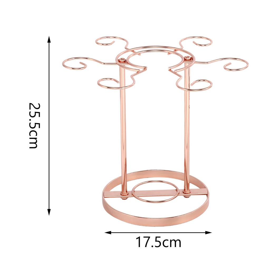 Wine Glass Holder Countertop with 6 Hooks Goblet Storage Rack for Desktop