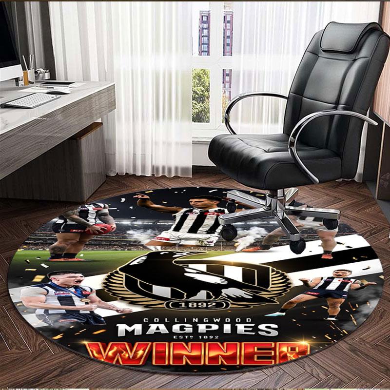 Collingwood Football Print Round Rug, Washable Floor Carpet, For Entryway Dorm Laundry Room Office Study, Home Decor Birthday Christmas Gift