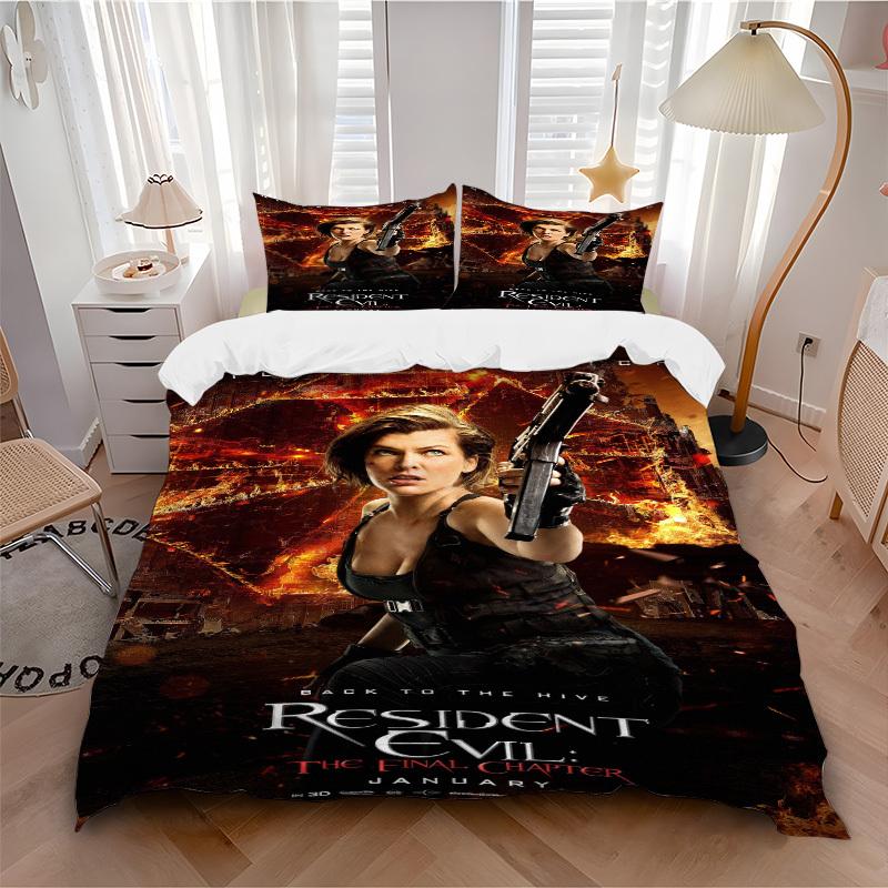 Resident Evil: The Final Chapter Bedding Set Comforter Cover Gift for Bedroom,Includes 1 Cover and 2 Pillowcases, No InsertB459