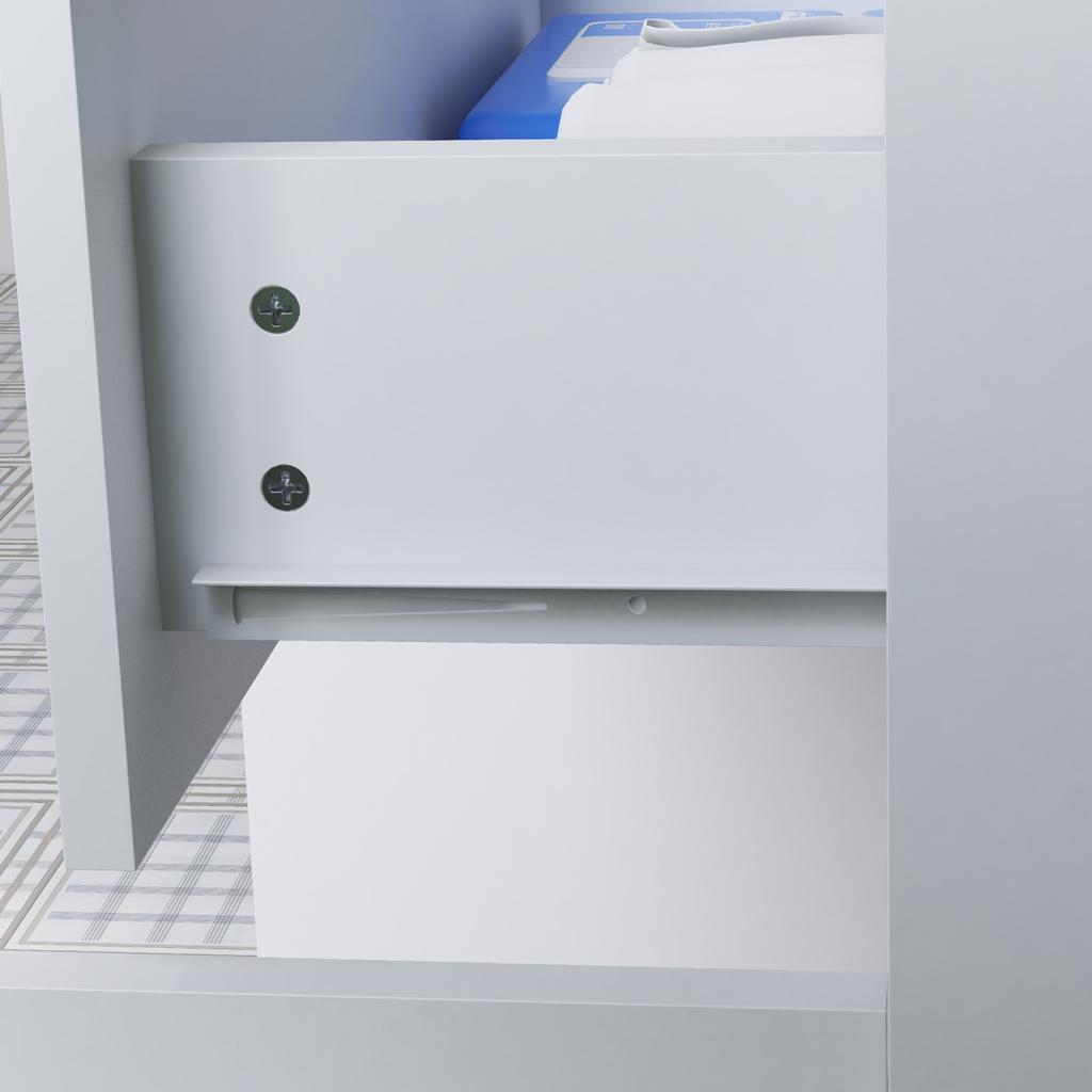 Freestanding Bathroom Storage Unit with 2 Doors, 1 Drawer, Adjustable Shelf, White Lacquered