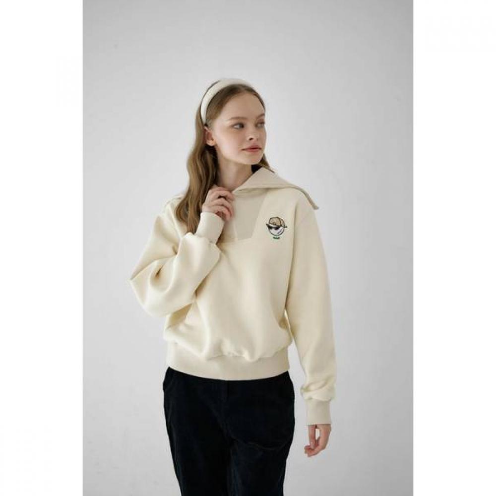 Goxo Fleece Sweatshirt Cream Swag Ball Sailor Collar S(44-55)