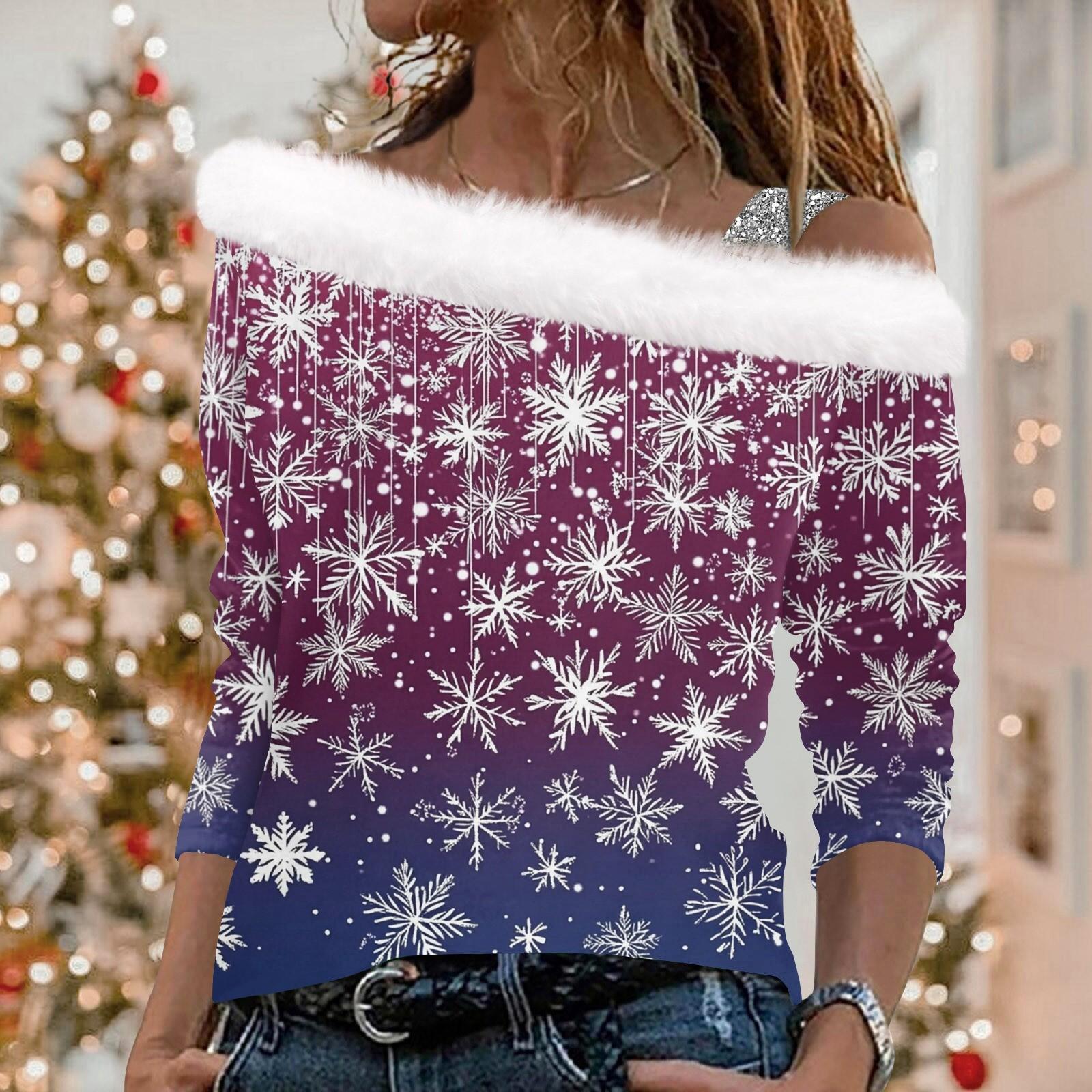 

Женский плюшевый пуловер с длинными рукавами и рождественским принтом Christmas Elements XXL