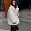 VAYLA Fashion Fluffy Furry Faux Fur Jacket Women Winter Shaggy Overcoats Thick Warm Medium Length Fox Fur Coat Plush Outerwear Femme