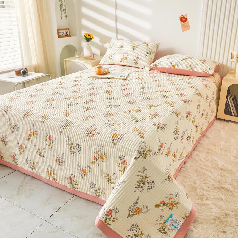 Class A Washable Cotton Linen Bedspread & Skirt Set - Quilted, Thickened, Machine Washable, 3-Piece