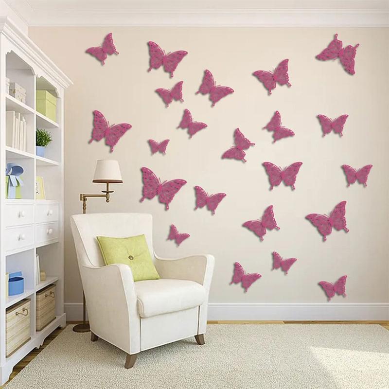 12Pcs Butterfly Stickers 3D Flash Color Wall Stickers for Home Decor Gold Silver Red Blue Stickers for Tile Window Diy Wall Art