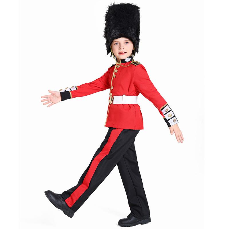 Kids Boys British Soldiers Royal Honor Guard Jacket Pants Hat Set Halloween Cosplay Costumes Role Play Outfit