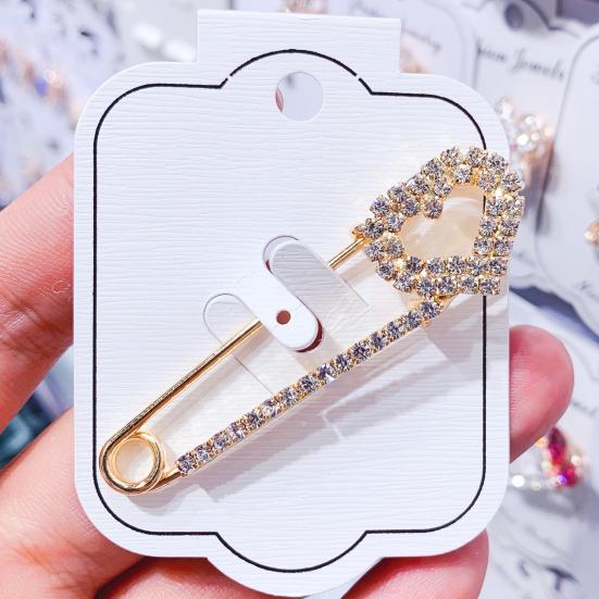 Safety Pin Brooch for Women Rhinestone Decorative Shawl Sweater Clip Alloy Safety Pins for Dress Shirt Cardigan
