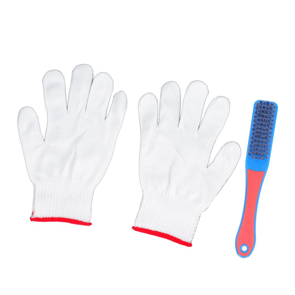 Stainless Steel Brush Comfortable Silicone Handle Portable Wire Brush Set with Gloves for Wheels