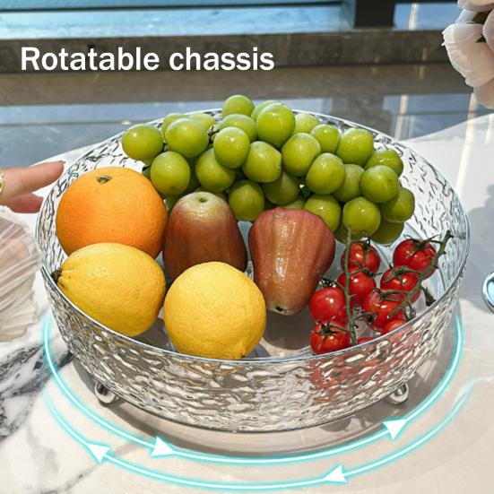 Rotating Snack Tray for Coffee Table 360-degree Spinning Fruit Nut Serving Platter Deep Edge Large Capacity Space-Saving Candy Holder