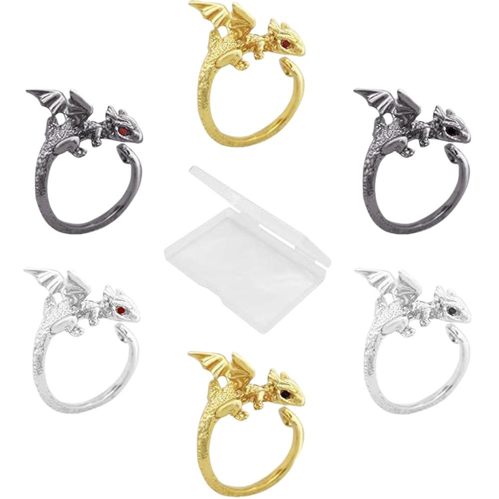 

Vintage Flying Dragon Crochet Ring Animal Shaped Fashion Finger Ring Manual Accessories Set 1