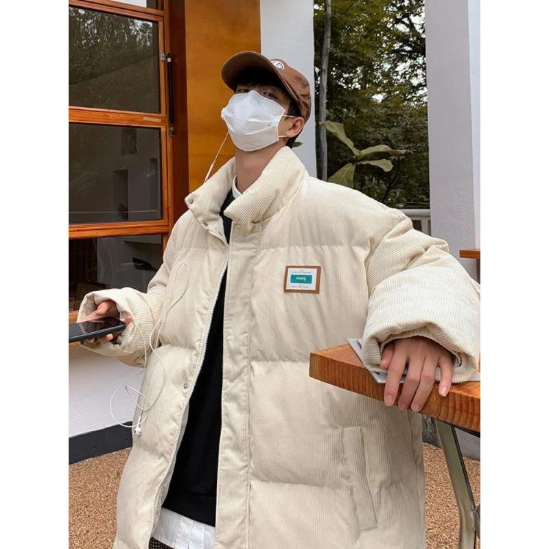 Mens Winter Down Cotton Parka Corduroy Thicken Warm Jackets Casual Loose Coat Unisex Streetwear Japanese Outwear Men