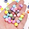 50-100pcs/lot 6 8 10 12mm Resin Round Beads Colored Stripes Spaced Beads For DIY Craft Bracelet Phone Chains Making Accessories