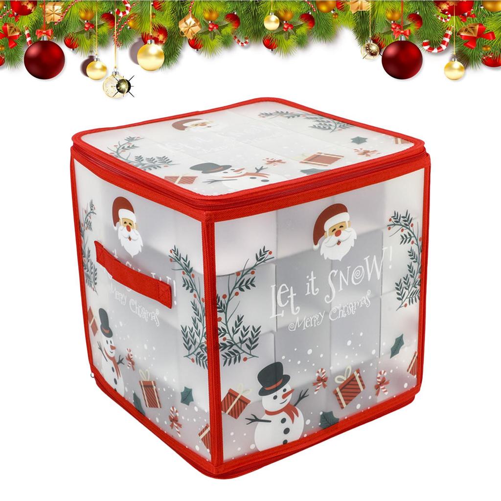Christmas Ornament Storage Box with Dividers 64 Ball Capacity Zippered Container for Holiday Decor Home Garage Closet Organizer
