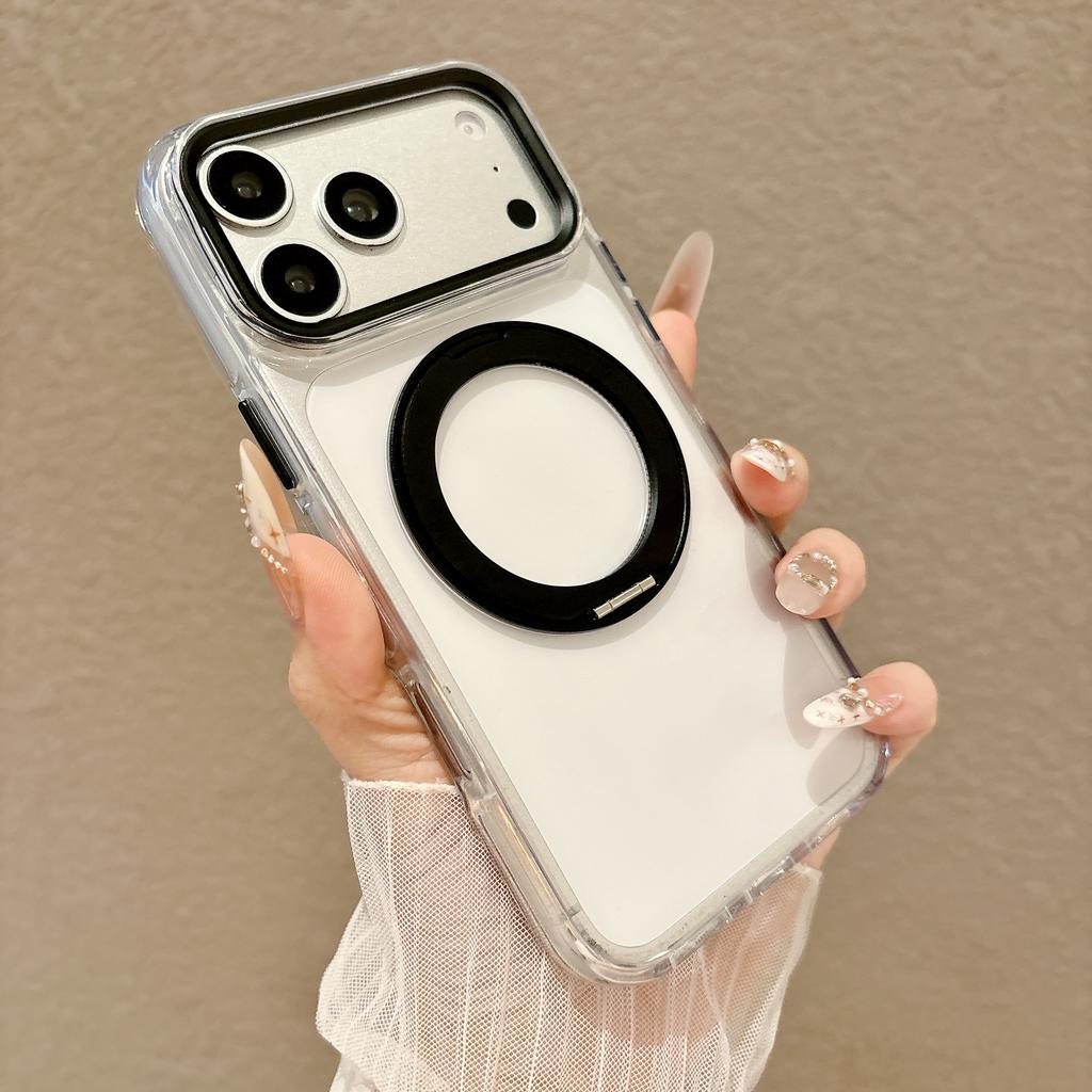 360 Rotating Magnetic Kickstand Skin Feel Case for iPhone 17 Pro Max 16 15 14 13 for Magsafe Shockproof Metal Optical Lens Cover