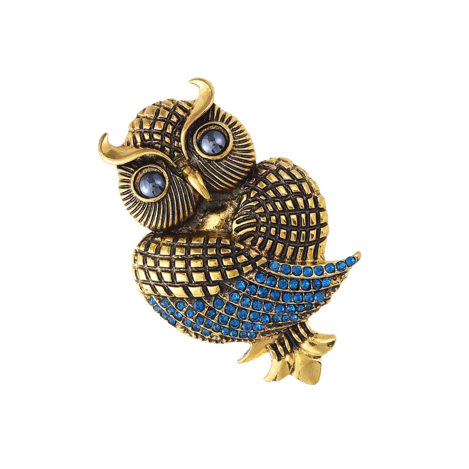 

Retro Owl Shaped Pin Sturdy Zinc Alloy Designs Rhinestones Accent Stylish Outfit Enhancer Unisex Gift Ideas