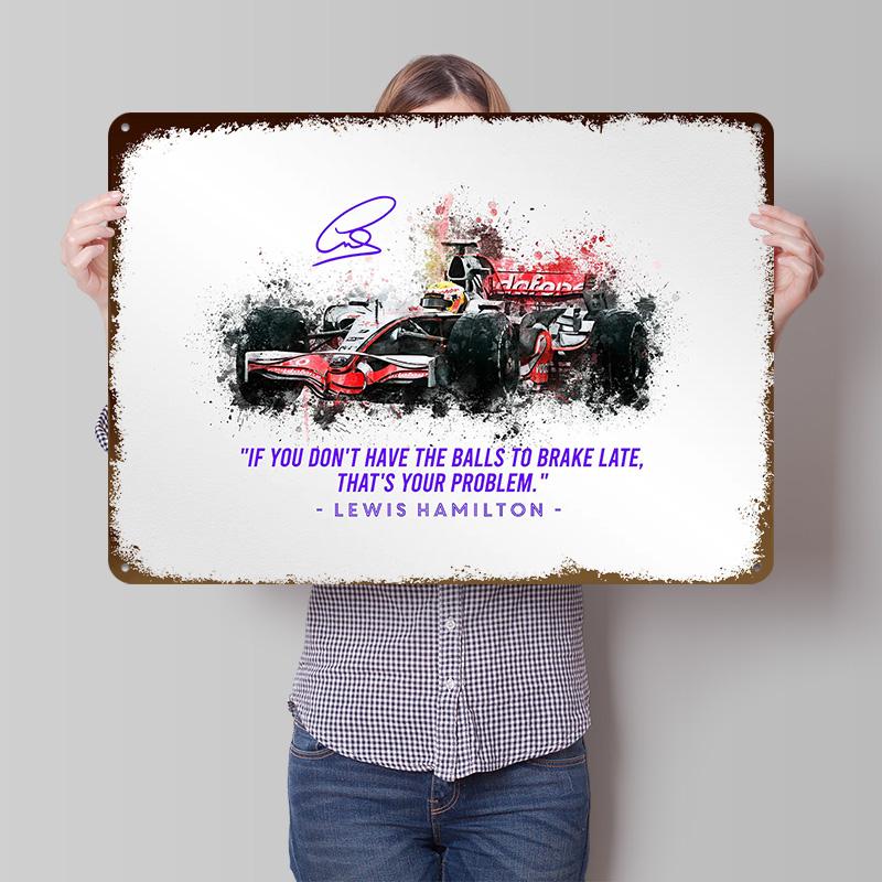 Lewis Hamilton Car Printed Poster Customized Wall Art Retro Vintage Metal Tin Signs for Interior Decoration Living Room