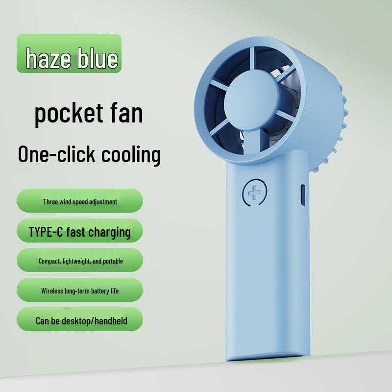 Portable USB Rechargeable Neck-Hanging Foldable Mini Handheld Fan with High-Speed Turbine