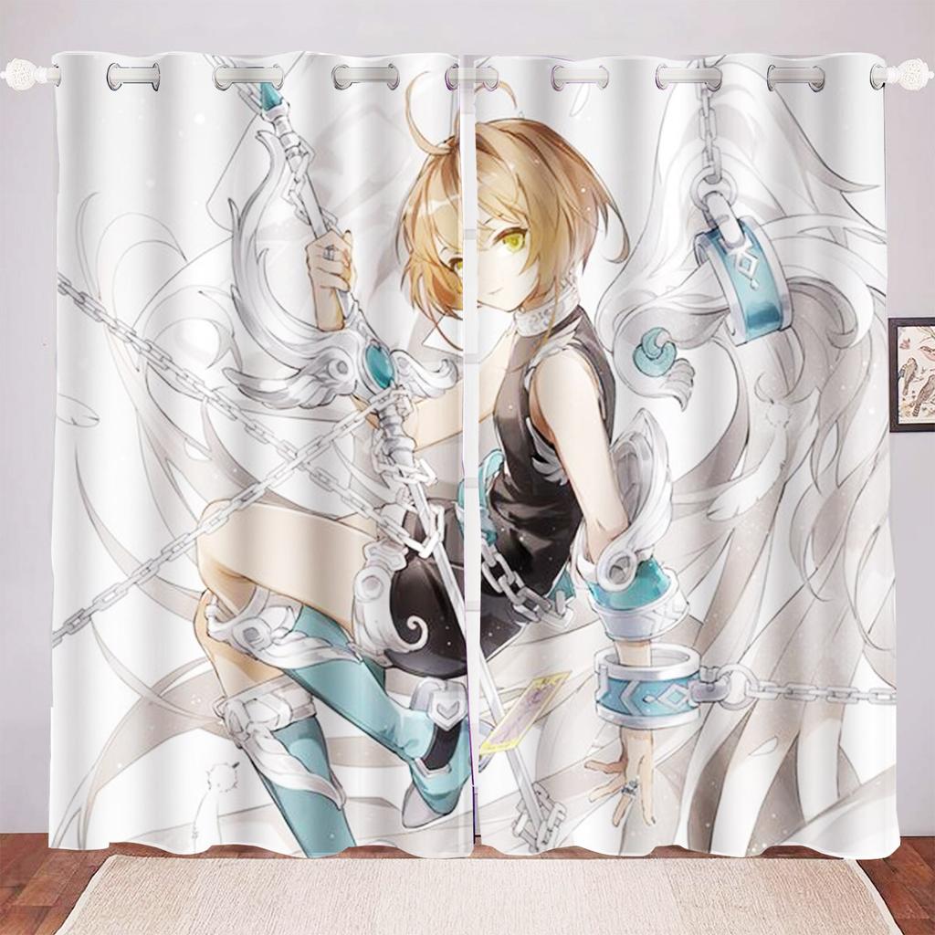 Anime Girl Digital Print Curtain Cartoon Window Animation Bedroom Fashion Style Cute Home Decoration Polyester Curtains Light Blocking Made Of Decor