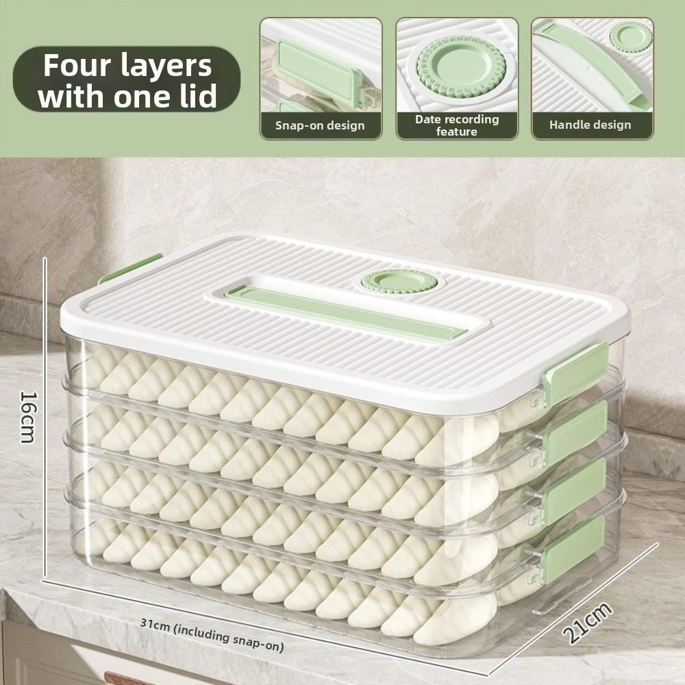 Multi-Layer Dumpling Storage Box Large Capacity Wontons Box Food Grade Freezer Box Home Kitchen Four-layers