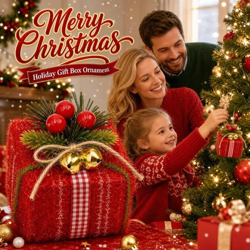 Mini Christmas Gift Box Ornament Artificial Hanging Gift Pendant Holiday Festive