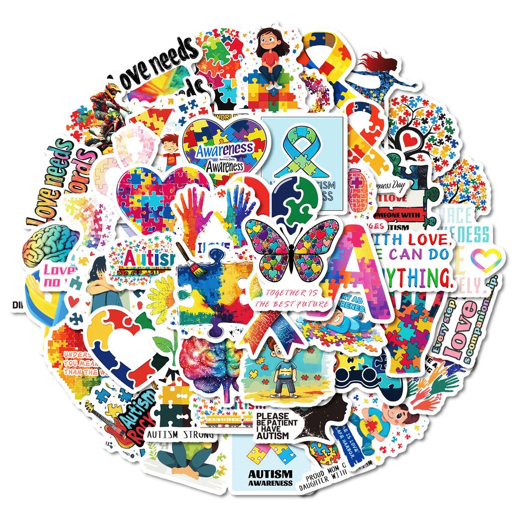 50 Waterproof Decorative Stickers Of Various Autism Cure Series