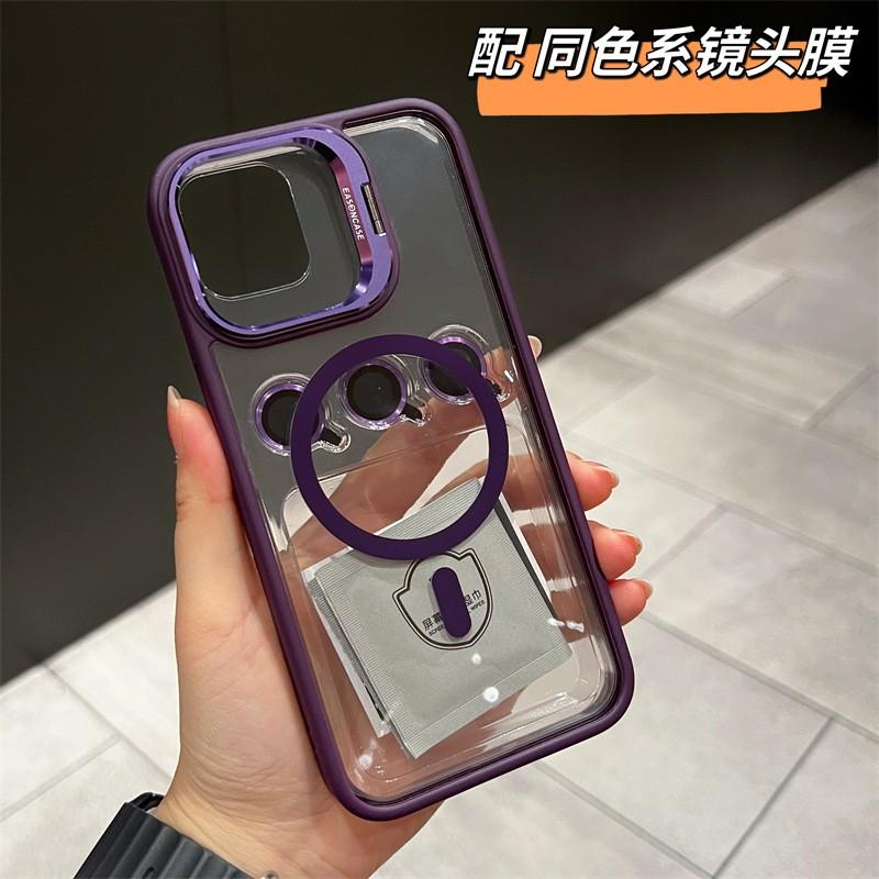 Slim PC Phone Case With Hidden Kickstand Lens Protector IPhone 12 To 16 Pro Max Magnetic Compatible