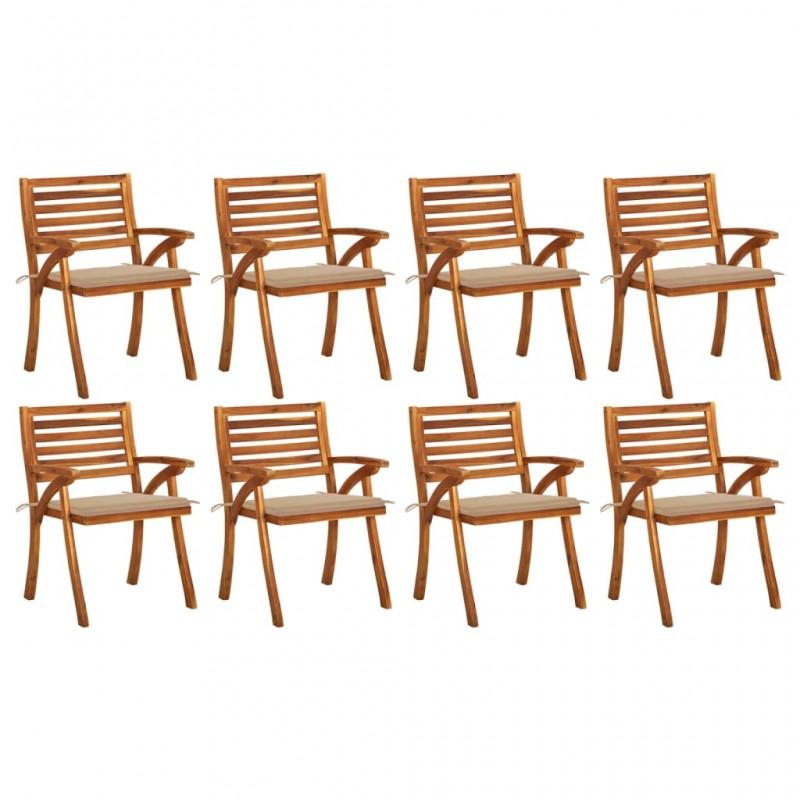 Día y Noche - Día y Noche Sillas de jardín 8 uds madera maciza de teca con cojines