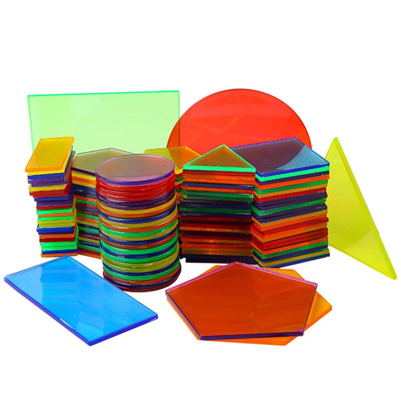 Montessori Translucent Geometric Puzzle Kids Toys Rainbow Blocks DIY Thinking Game Sensory Education Learning Light Table Toys