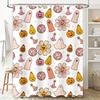 Charming Halloween Pattern Shower Curtain White Background with Cute Ghosts, Pumpkins Bubbles Waterproof Fabric for Bathroom Dec