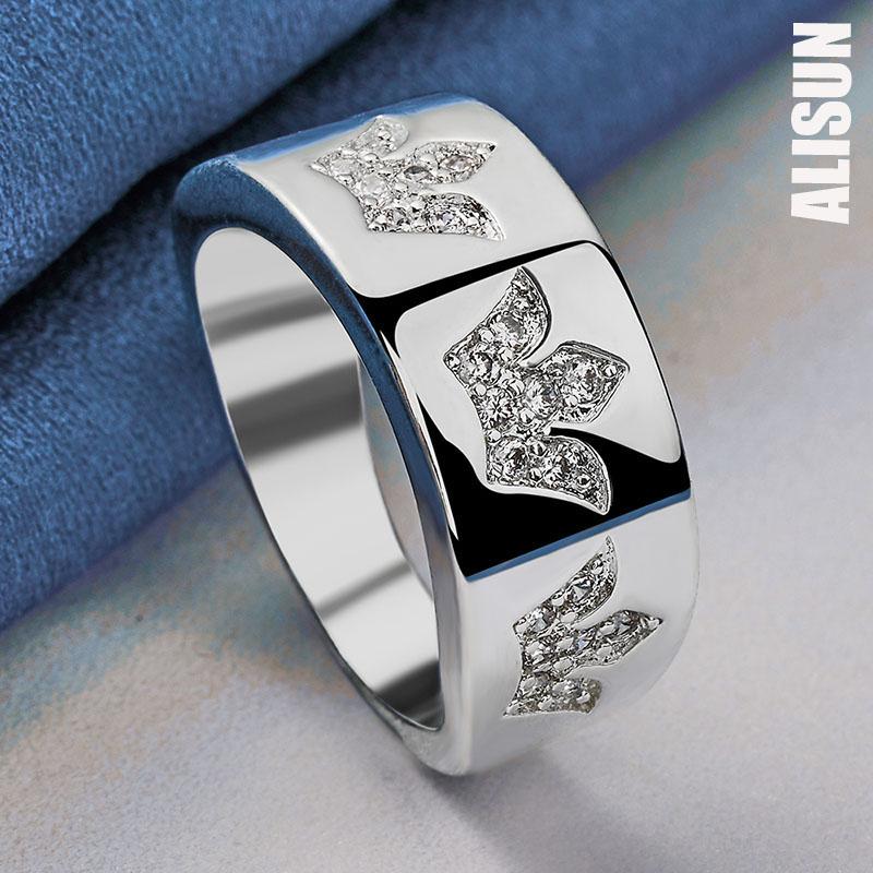 925 Sterling Silver Crown AAA Zircon Ring Fashion Wedding Jewelry