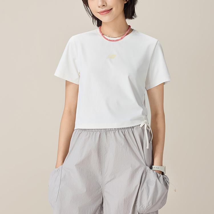 Women's New Balance T-Shirts Women's Ecru Crew Neck Moderate