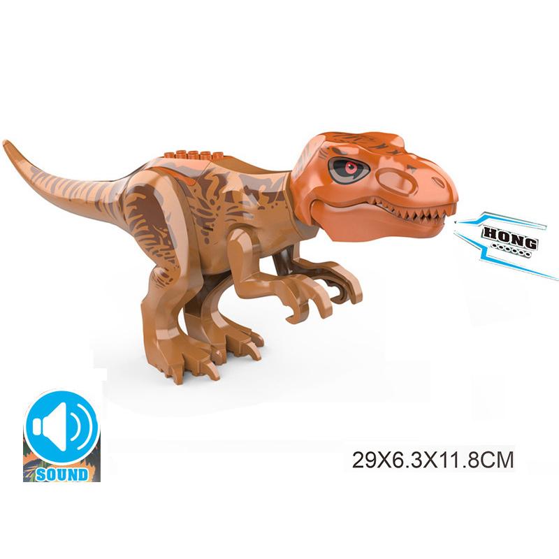 With Sound Assembled Building Blocks Dinosaur World T-Rex Velociraptor Triceratops Jurassic Animal Model Bricks Figure Toys Gift
