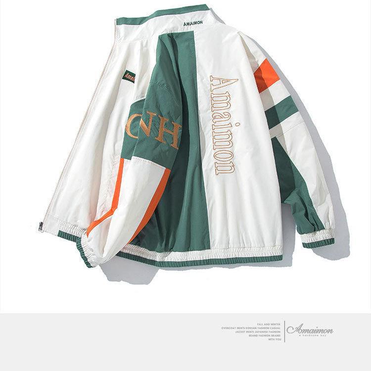 

2025 New Trend Stand-Up Collar Embroidered Baseball Jacket Loose Fit Small белый