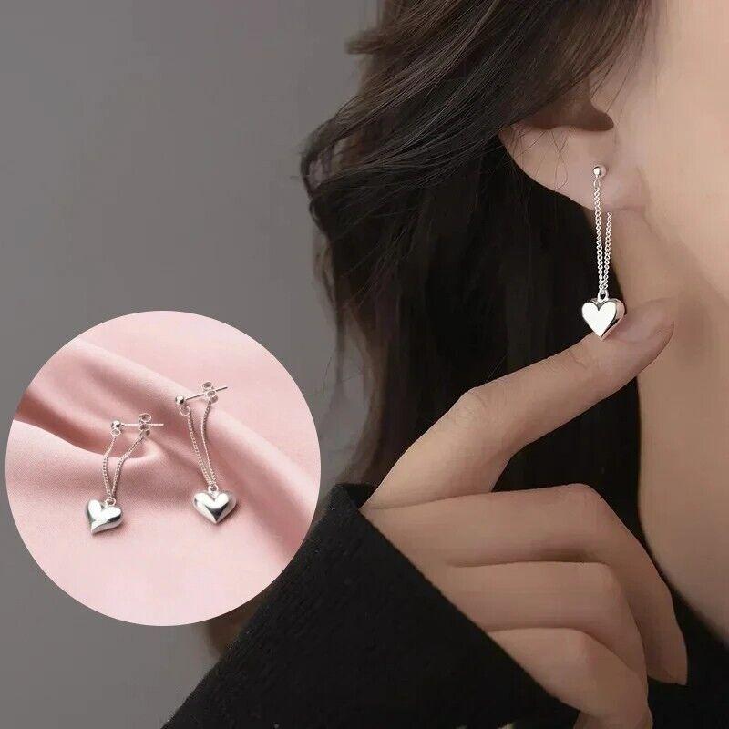 Women Girls Heart Dangle Drop Stud Earrings Jewellery Gift