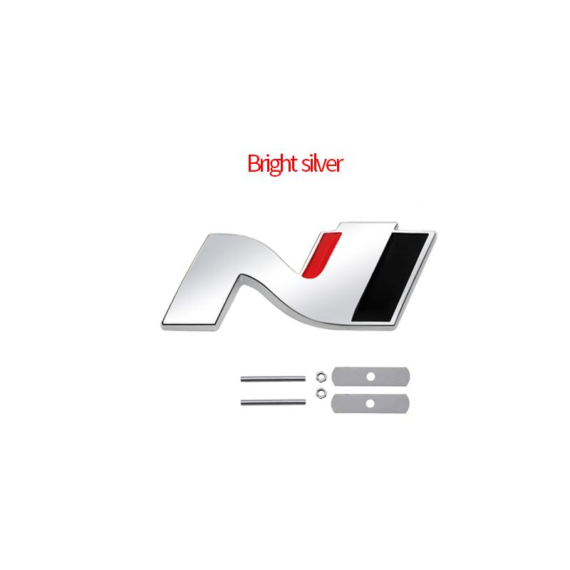Wdjnt5 Glänzend Schwarz Metall N Kühlergrill Emblem Heckklappe Karosserie Abzeichen Aufkleber Für Hyundai N LINE Veloster Kona Elantra i30 i20 Tucson Sonata