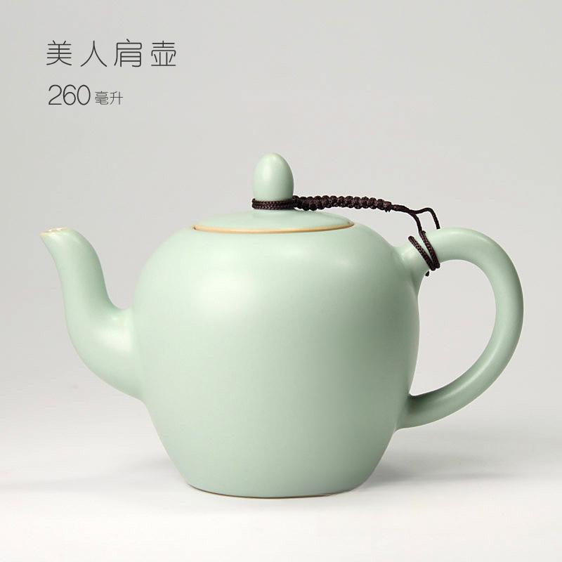 Celestial Green Ru Kiln Teapot High-grade Imitation Song Ru Porcelain Small Pot Retro Hand Grab Pot Ceramic Kung Fu Tea Set