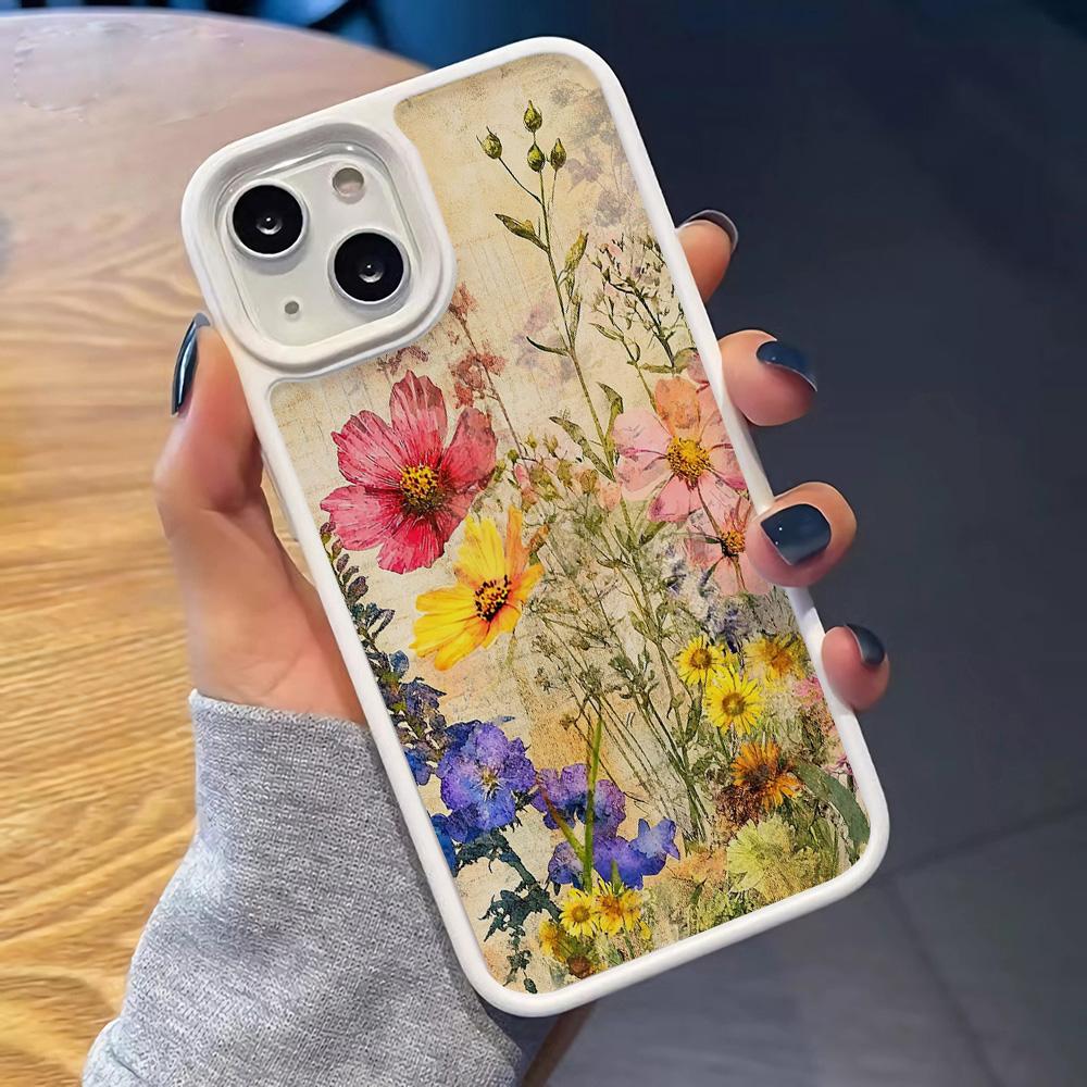 Oil Painting Flowers Phone Case for IPhone 17 Air 16 Pro Max 15 14 13 12 11 Shockproof Back PC Hard Cover