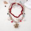 Personality Trend Leisure Ocean Resort Wind Double Layer Stacked Turquoise Ceramic Starfish Small Fish Pendant Women's Necklace