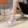Fashion Wedges 13cm Super High Heels Sandals Thick Bottom Fashion Height Increase Cross Strap Fish Mouth Women's Shoes Casual Sandales