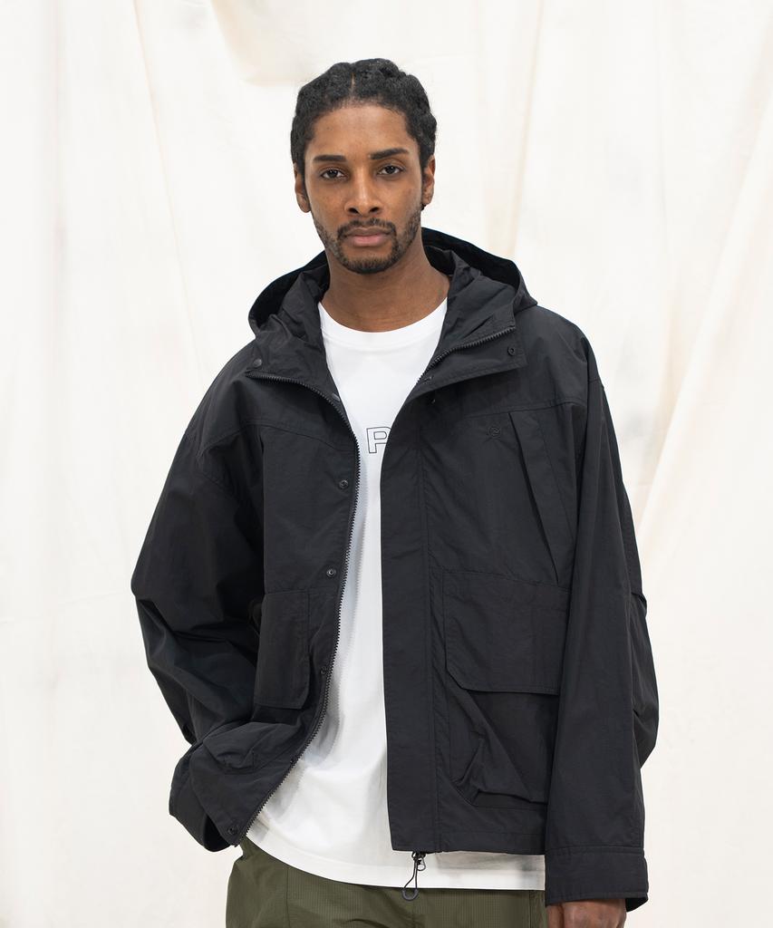 Kalapatthar Lightweight Nylon Ripstop Out Pocket Hooded Shell Jacket - Black