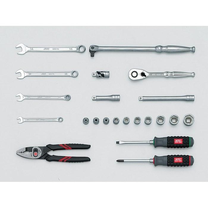 Kyoto Machine Tools [KTC] 9.5sq 22-Piece Tool Set with Open-Type Hard Case SK3220P Red