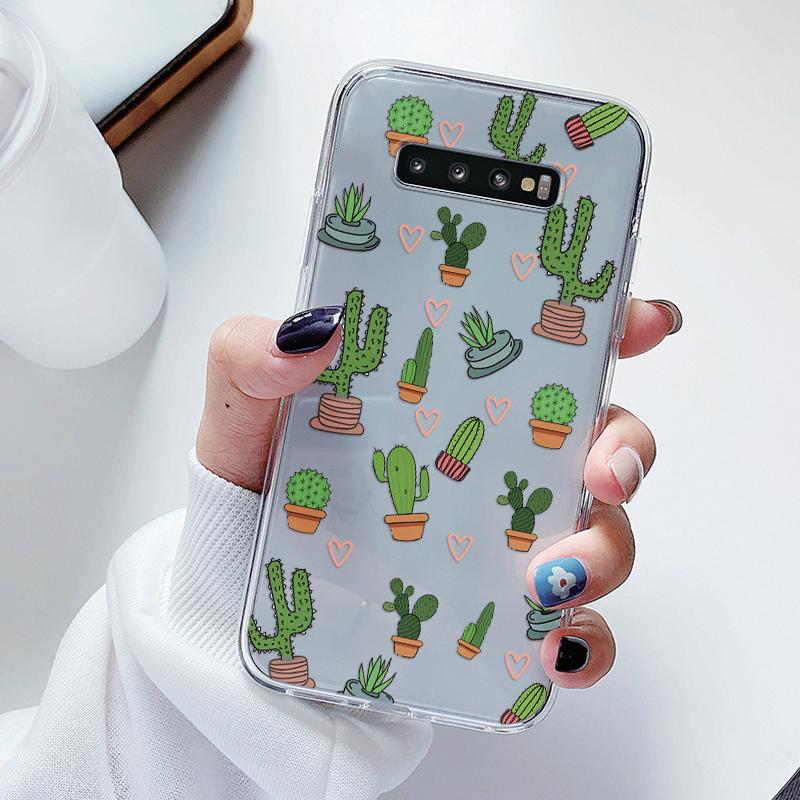 For Samsung Galaxy S10 S10E S 10 Plus Phone Case Cartoon Back Cover Transparent Soft Silicone Flower Funda For Samsung S10+ Cute
