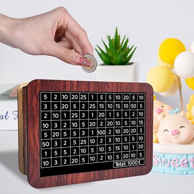 Wooden Money Saving Box Money Storage Bank With Saving Money Goals Counter Reusable Handmade Piggy Bank Coin Tray Storage Case