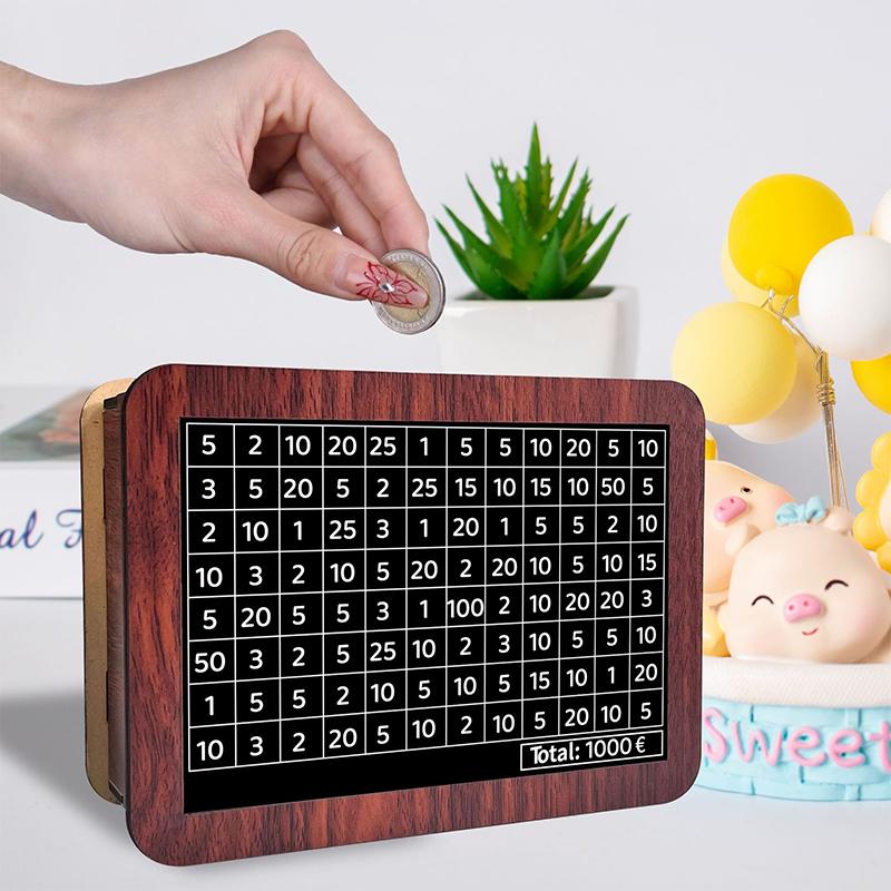 Wooden Money Saving Box Money Storage Bank With Saving Money Goals Counter Reusable Handmade Piggy Bank Coin Tray Storage Case