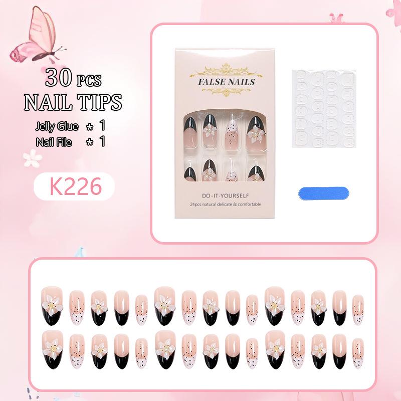 3D Almond Flower Cat Eye Gradient Short Wearable Nail Art