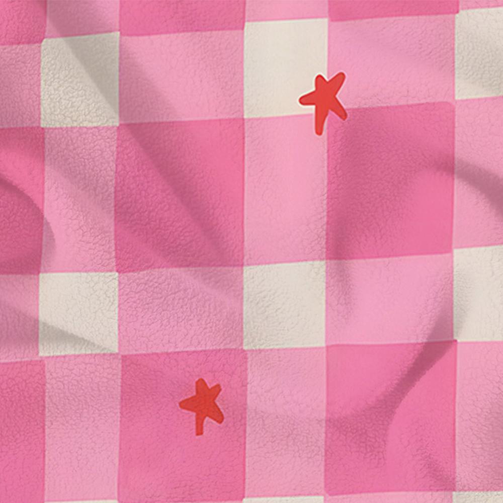 Pink Gingham Cherry Cartoon Anime Print Flannel Blanket Soft Warm Throw for Kids Bedroom Sofa Christmas Office Car