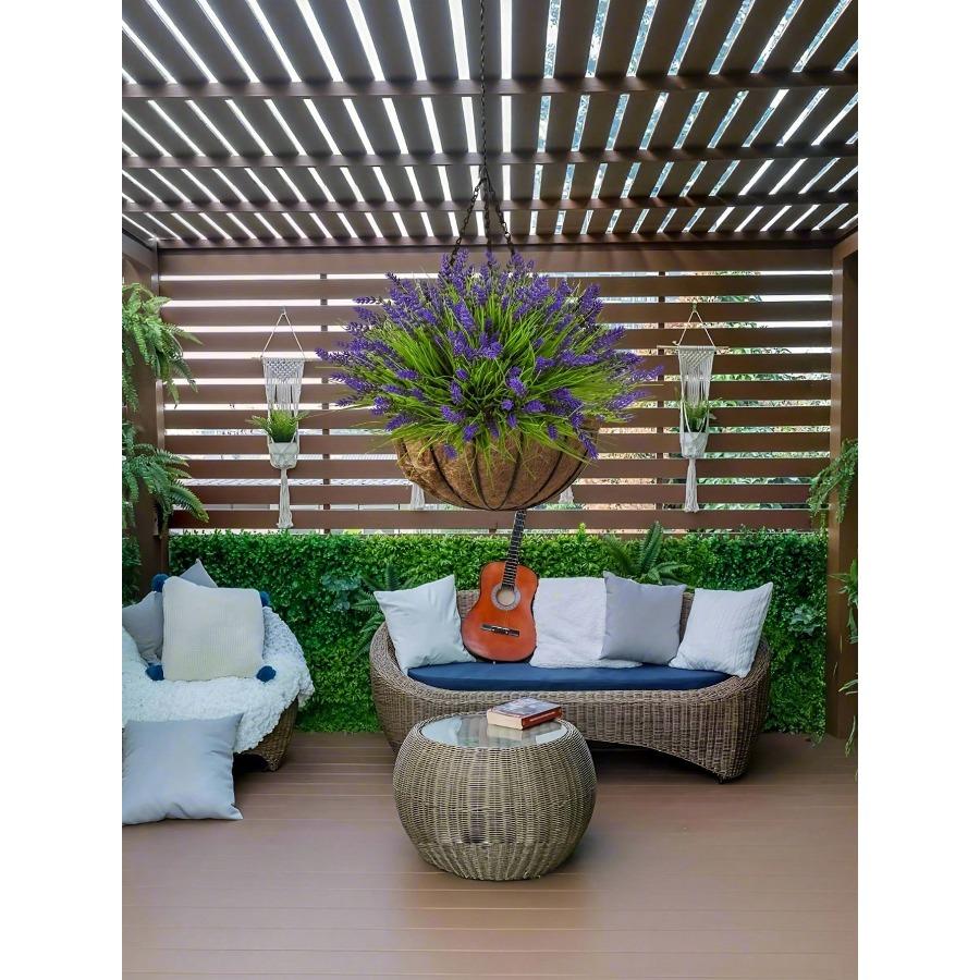 Artificial Monkey Grass And Lavender Plants, UV-Resistant Fake Green Shrub Plants Decoration For Outdoor Hanging Planters, Home Garden