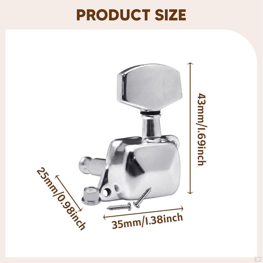 6x Guitar Tuners Sealed Tuning Pegs Metal Replace Parts 3+3 Enclosed String Keys